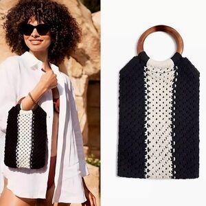 NEW Curateur LAUDE THE LABEL "Gabby" Black and Off White Macrame Bag